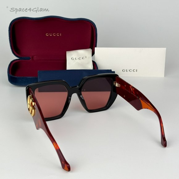 NEW Gucci GG0956S 009 Black Havana Orange Cat Eye Unisex Sunglasses GG 0956S main image 7